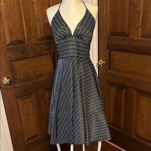Tailor B. Moss Black and White Striped Backless Dress size small/ medium.